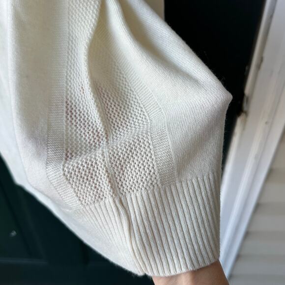 NWOT AG Green Label Half Zip Sweater M Cashmere Blend Cream Soft Luxury Knit - Picture 4 of 8